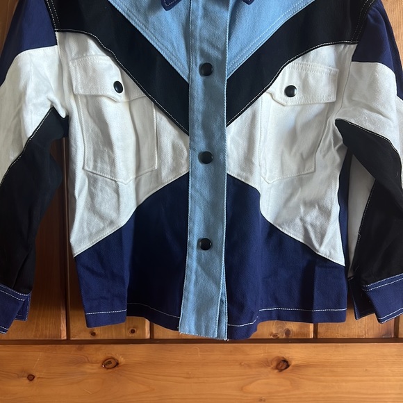 Geometric Print Button-Up Denim Jacket - Picture 3 of 11